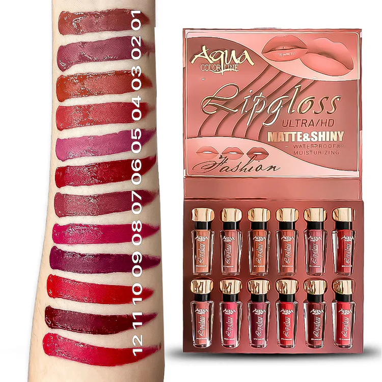 Aqua Color Line 12 Pieces Lip Gloss - 3 Groups - Image 2