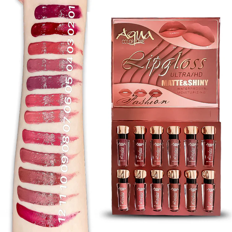 Aqua Color Line 12 Pieces Lip Gloss - 3 Groups - Image 3