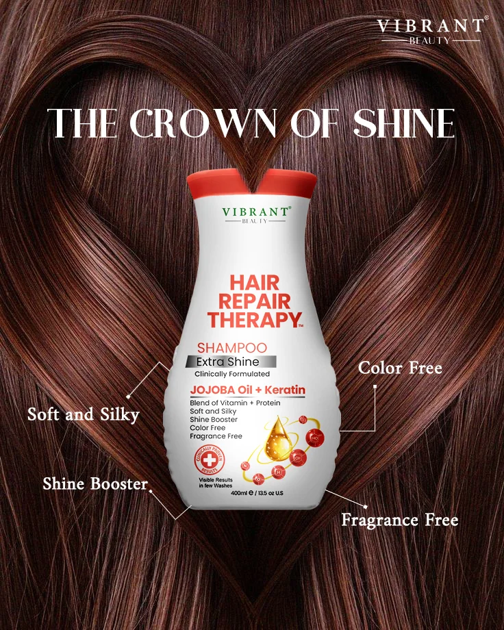 Vibrant Beauty Hair Repair Therapy Shampoo Extra Shine (Jojoba Oil + Keratin) - 400ml - Image 2