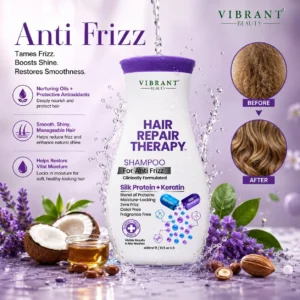 Vibrant Beauty Hair Repair Therapy Shampoo For Anti-Frizz (Silk Protein + Keratin) - 400ml